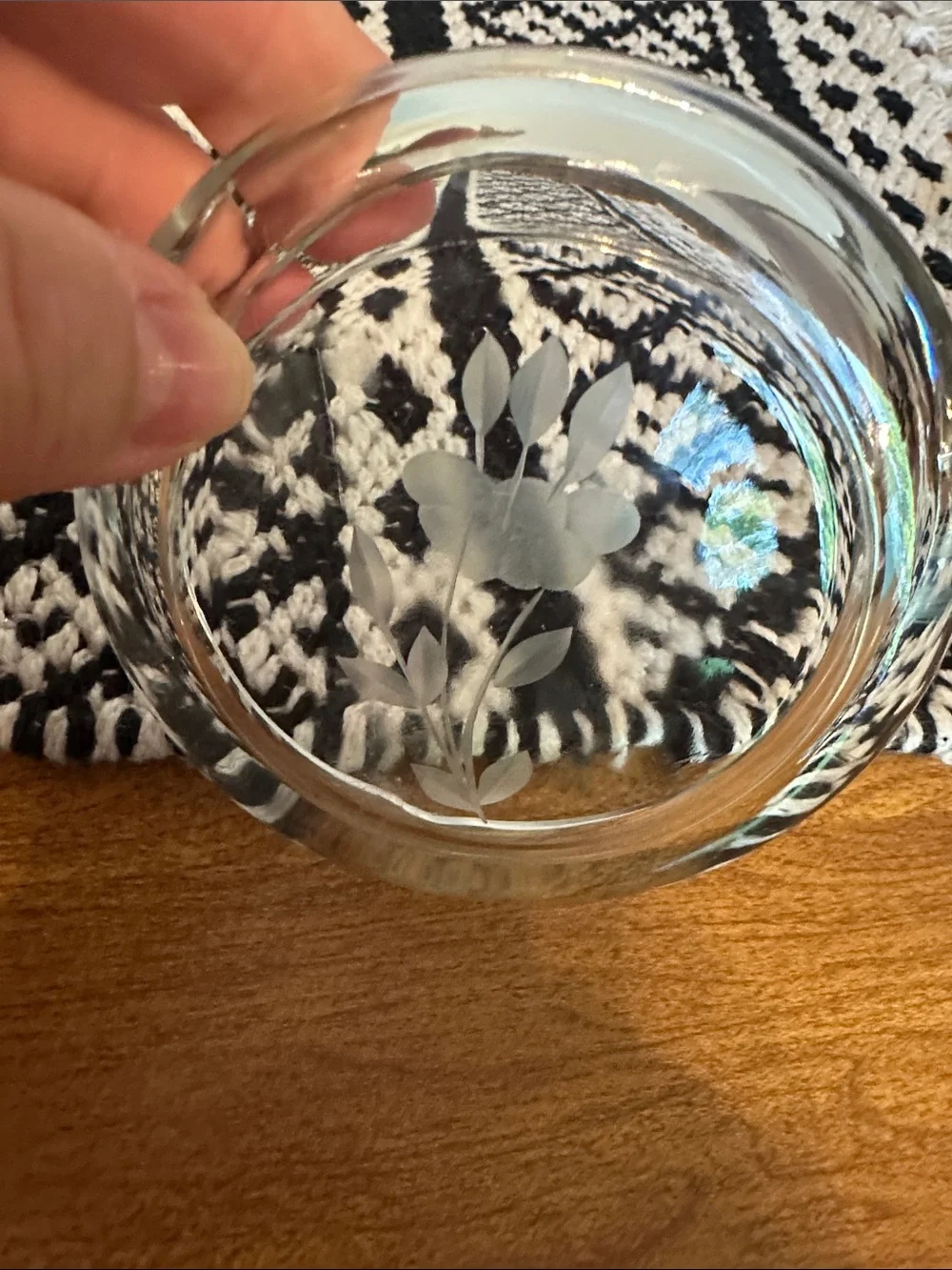 Princess‎ House Clear Etched Floral Glass ashtray - Clear   Vintage